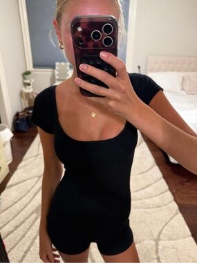 White fox Black Scoop Neck Short Romper